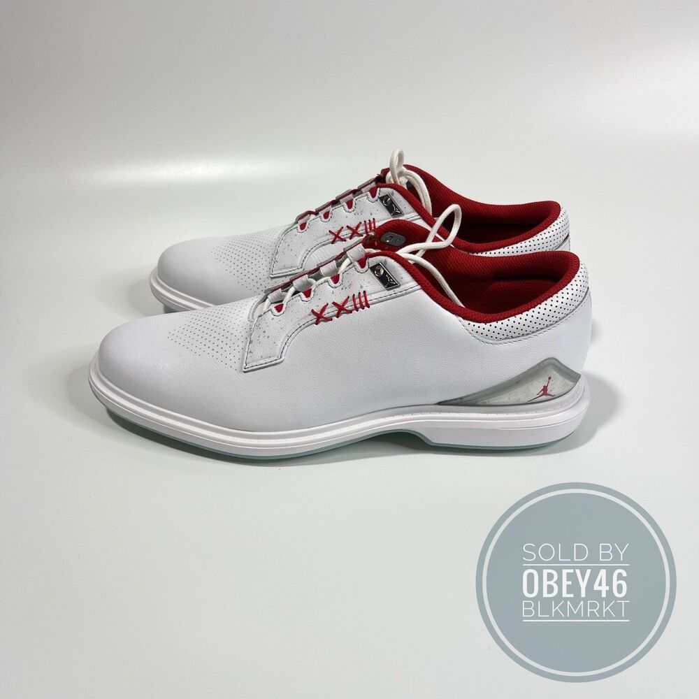 Nike Air Jordan ADG 5 Golf Spikeless Shoes White Fire Red FQ7874-101 Sz 12 Wide